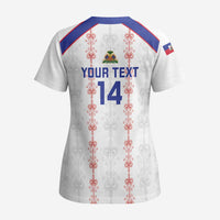 Custom Haiti Football Scrub Top Les Grenadiers Veve Vodou White - Wonder Print Shop