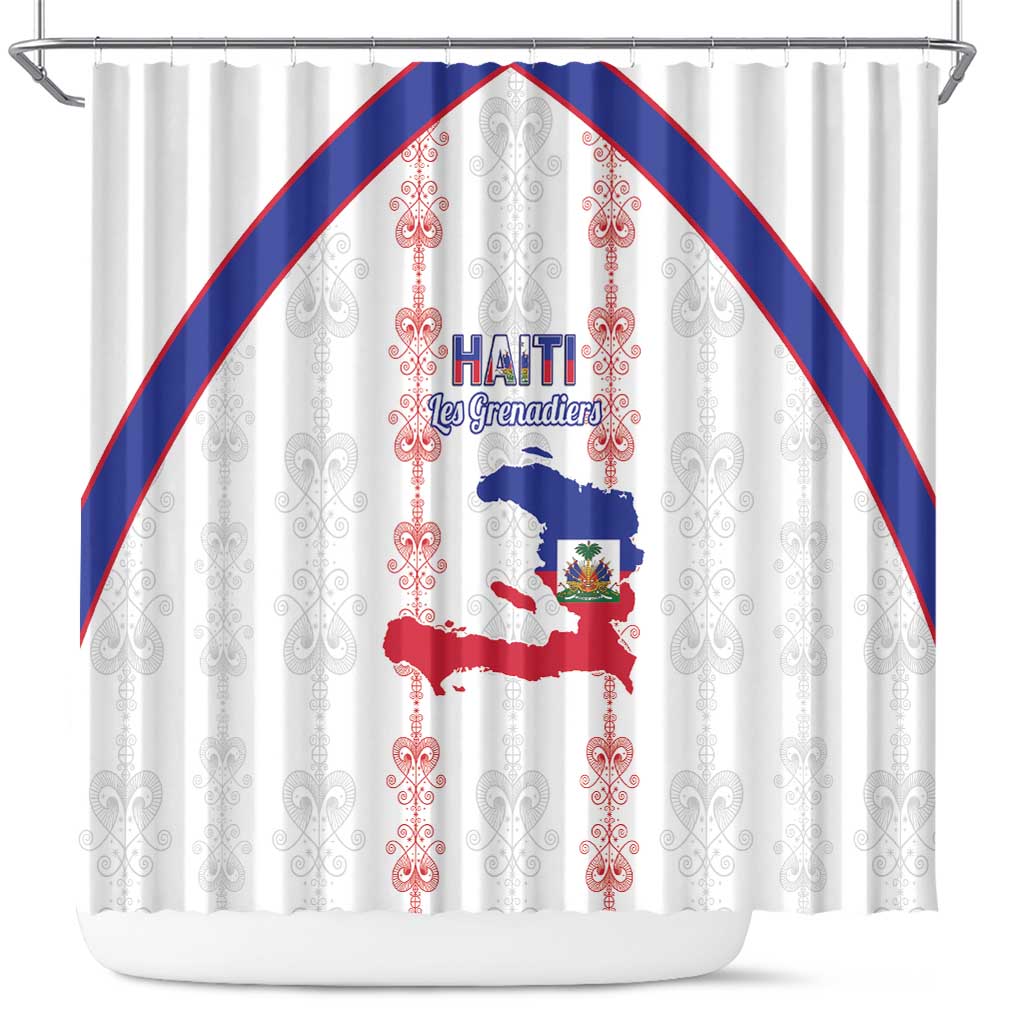 Haiti Football Shower Curtain Les Grenadiers Veve Vodou White - Wonder Print Shop