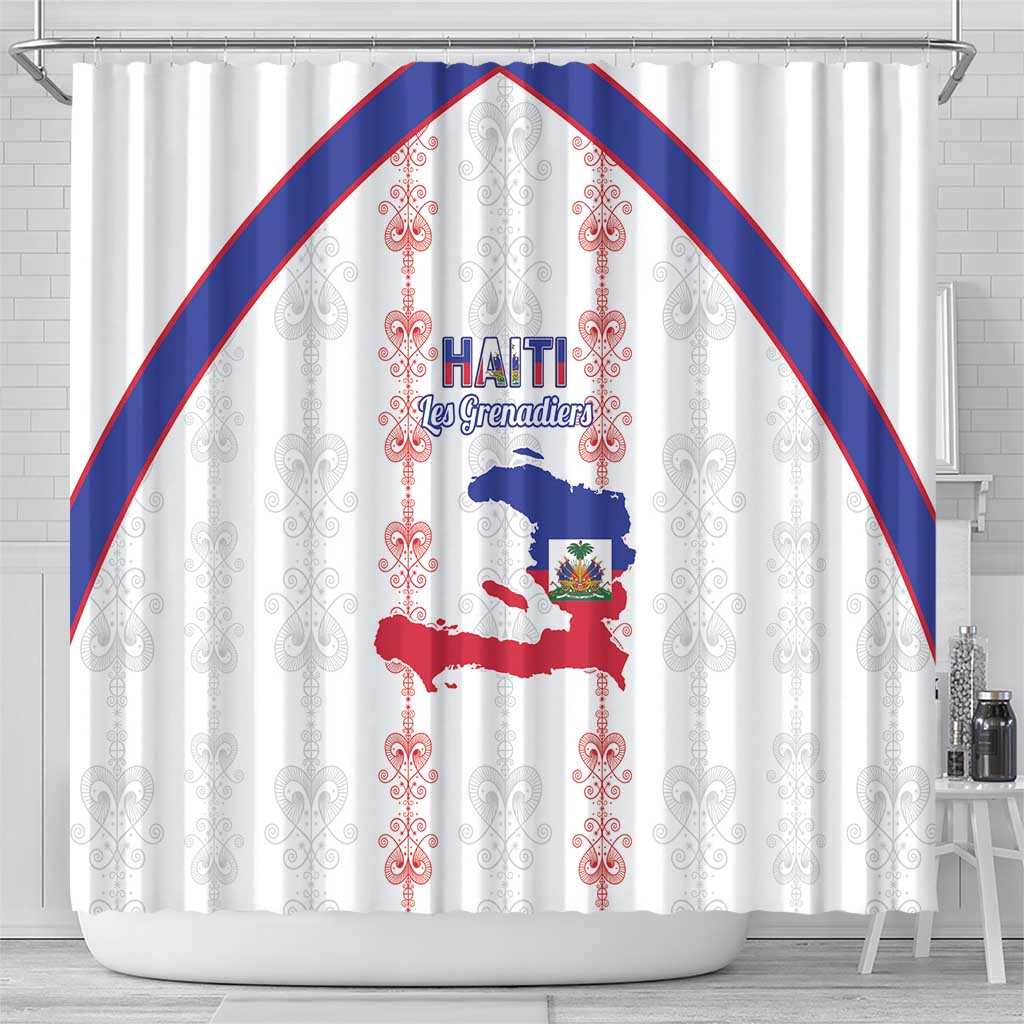 Haiti Football Shower Curtain Les Grenadiers Veve Vodou White - Wonder Print Shop