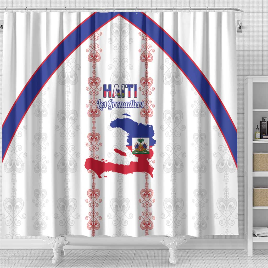 Haiti Football Shower Curtain Les Grenadiers Veve Vodou White - Wonder Print Shop