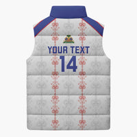 Custom Haiti Football Sleeveless Puffer Jacket Les Grenadiers Veve Vodou White - Wonder Print Shop