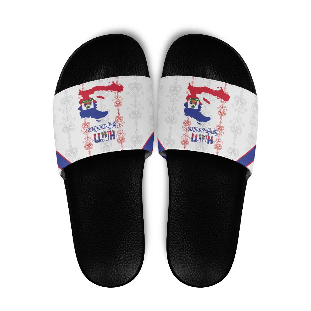 Haiti Football Slide Sandals Les Grenadiers Veve Vodou White - Wonder Print Shop