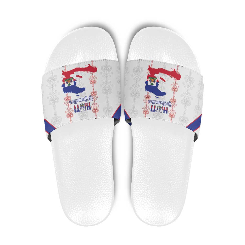Haiti Football Slide Sandals Les Grenadiers Veve Vodou White - Wonder Print Shop