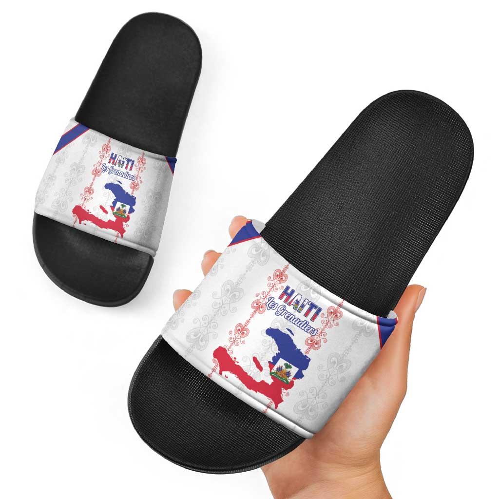 Haiti Football Slide Sandals Les Grenadiers Veve Vodou White - Wonder Print Shop