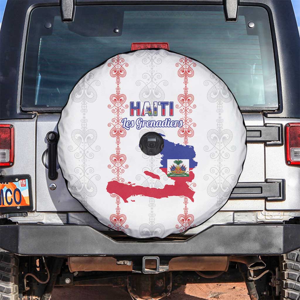 Haiti Football Spare Tire Cover Les Grenadiers Veve Vodou White - Wonder Print Shop