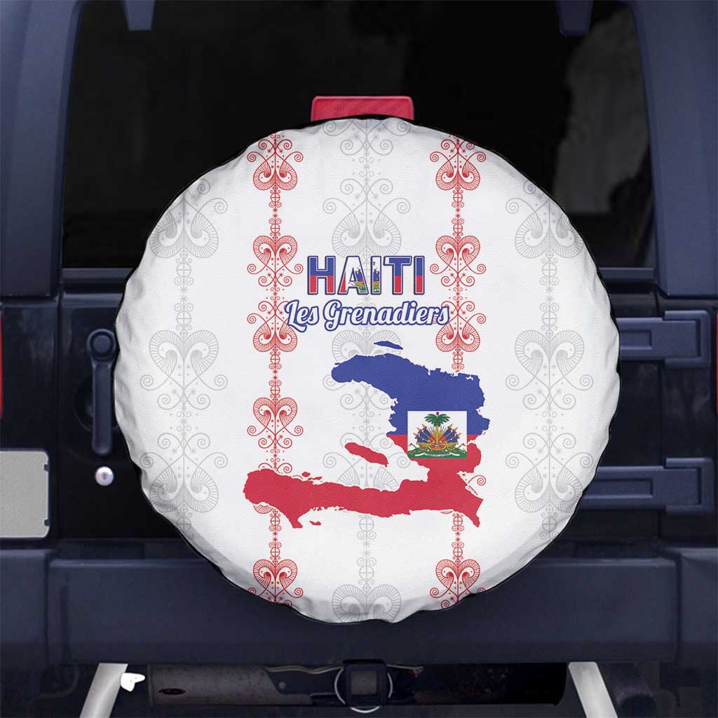 Haiti Football Spare Tire Cover Les Grenadiers Veve Vodou White - Wonder Print Shop