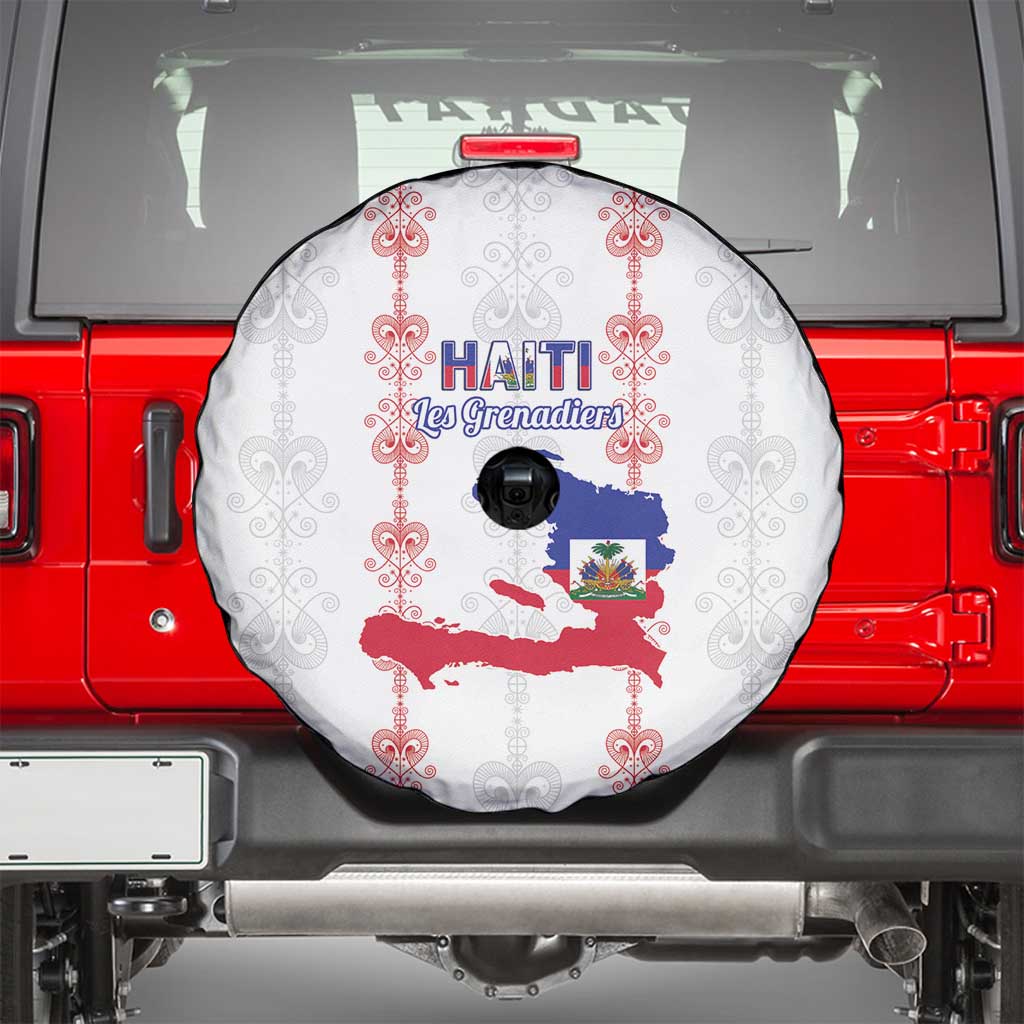 Haiti Football Spare Tire Cover Les Grenadiers Veve Vodou White - Wonder Print Shop