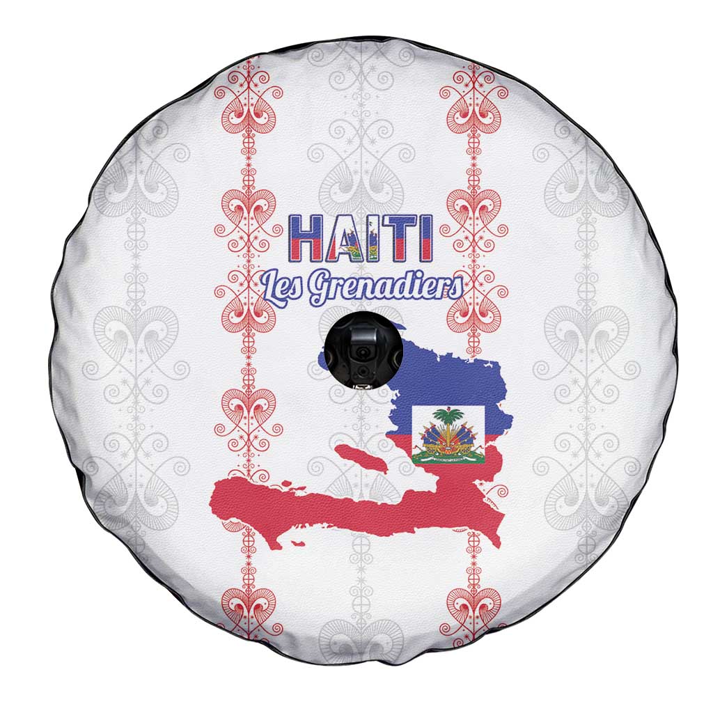 Haiti Football Spare Tire Cover Les Grenadiers Veve Vodou White - Wonder Print Shop