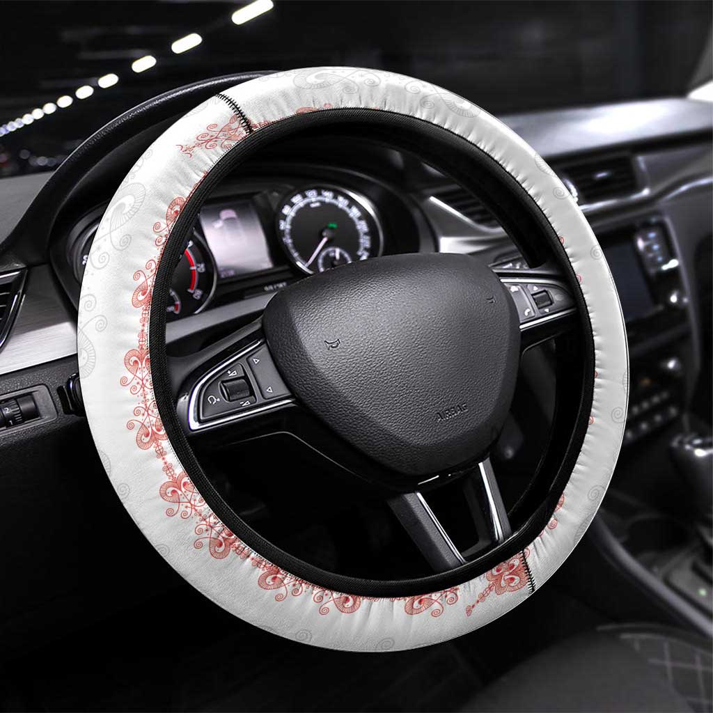 Haiti Football Steering Wheel Cover Les Grenadiers Veve Vodou White - Wonder Print Shop