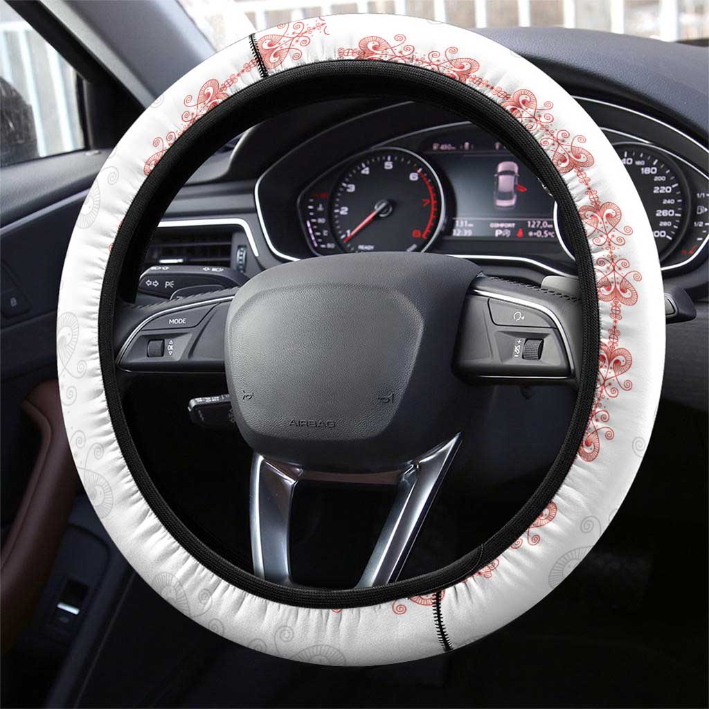 Haiti Football Steering Wheel Cover Les Grenadiers Veve Vodou White - Wonder Print Shop