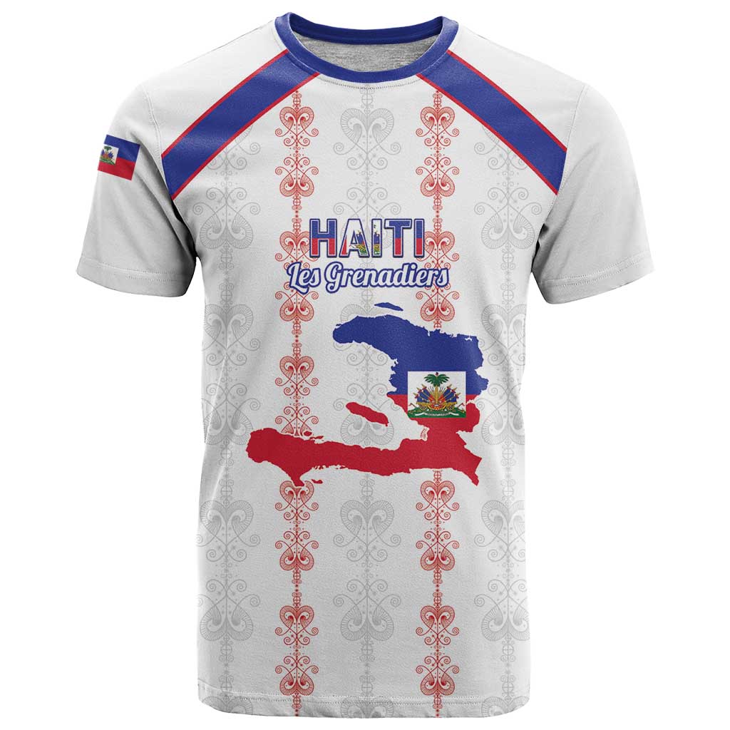 Custom Haiti Football T Shirt Les Grenadiers Veve Vodou White - Wonder Print Shop