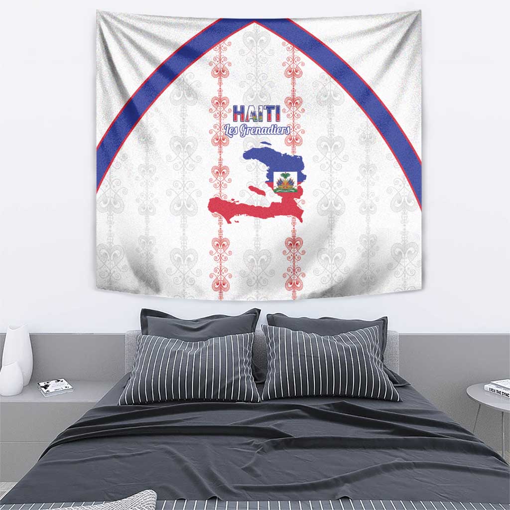 Haiti Football Tapestry Les Grenadiers Veve Vodou White - Wonder Print Shop