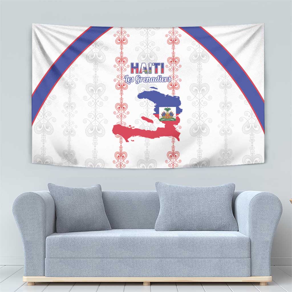 Haiti Football Tapestry Les Grenadiers Veve Vodou White - Wonder Print Shop