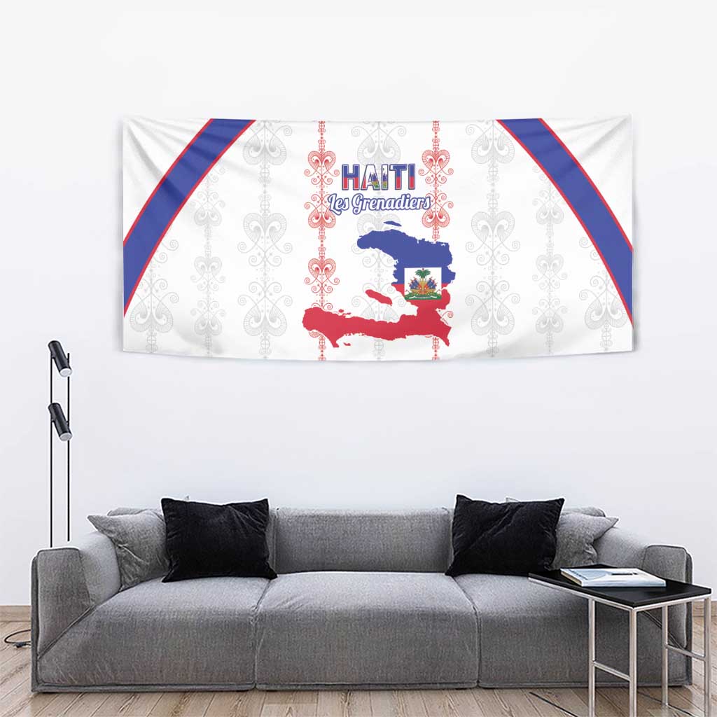 Haiti Football Tapestry Les Grenadiers Veve Vodou White - Wonder Print Shop