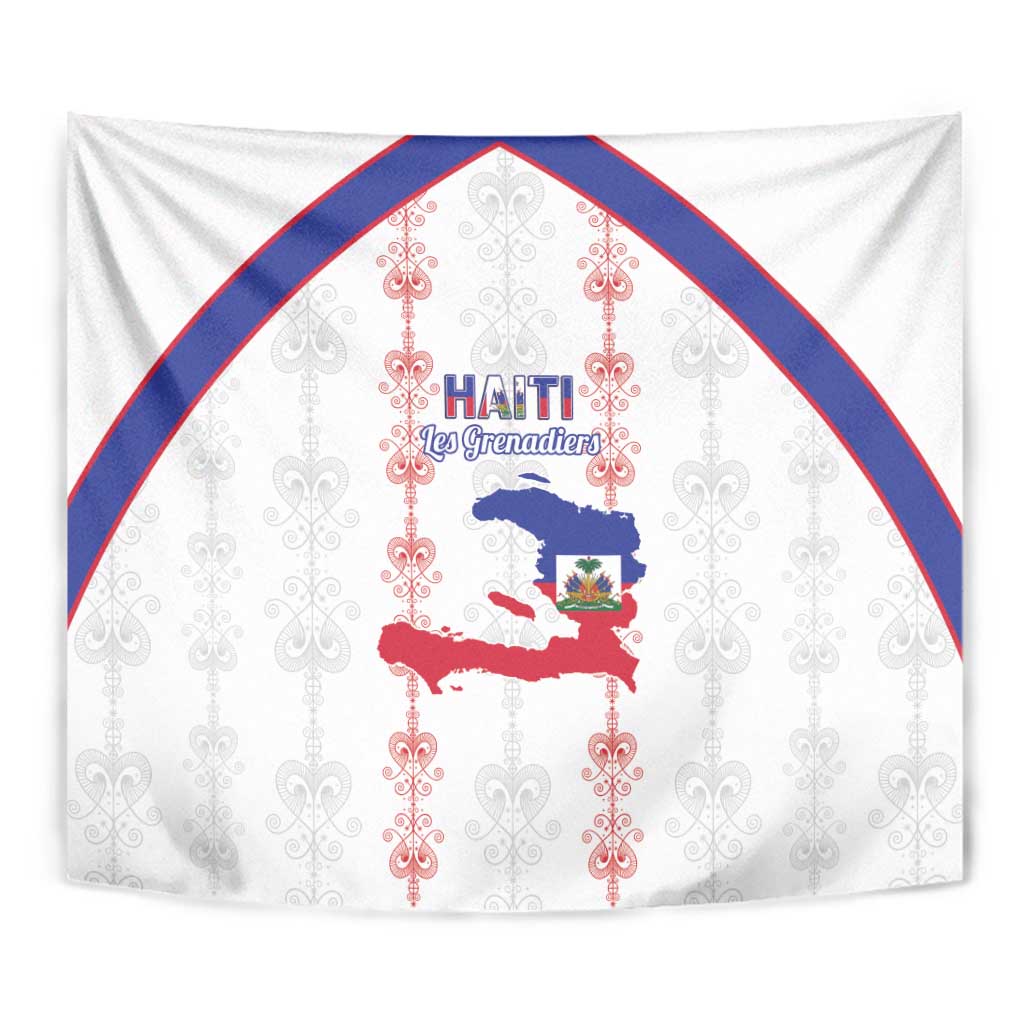 Haiti Football Tapestry Les Grenadiers Veve Vodou White - Wonder Print Shop