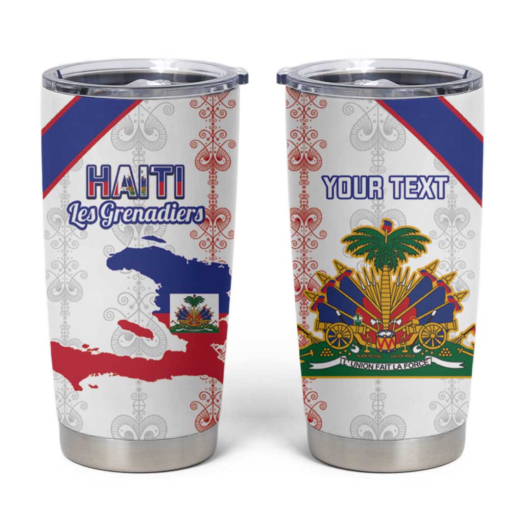 Custom Haiti Football Tumbler Cup Les Grenadiers Veve Vodou White - Wonder Print Shop
