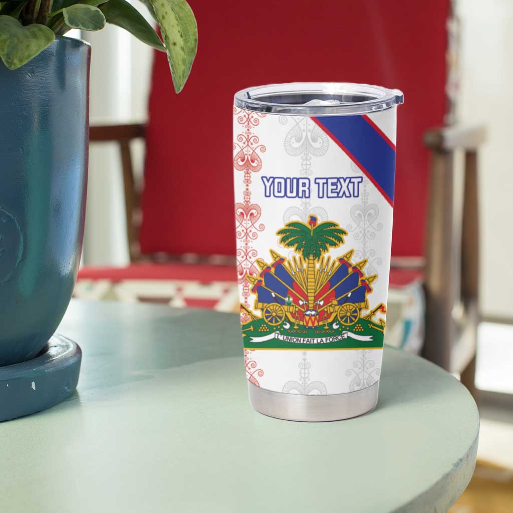 Custom Haiti Football Tumbler Cup Les Grenadiers Veve Vodou White - Wonder Print Shop