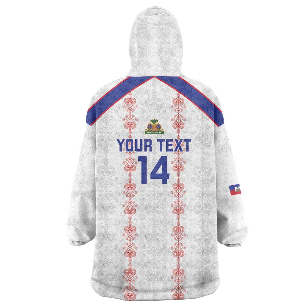 Custom Haiti Football Wearable Blanket Hoodie Les Grenadiers Veve Vodou White - Wonder Print Shop