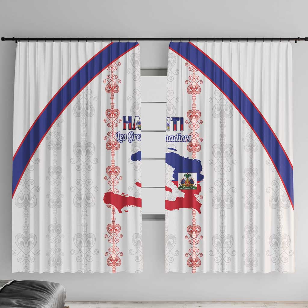 Haiti Football Window Curtain Les Grenadiers Veve Vodou White - Wonder Print Shop