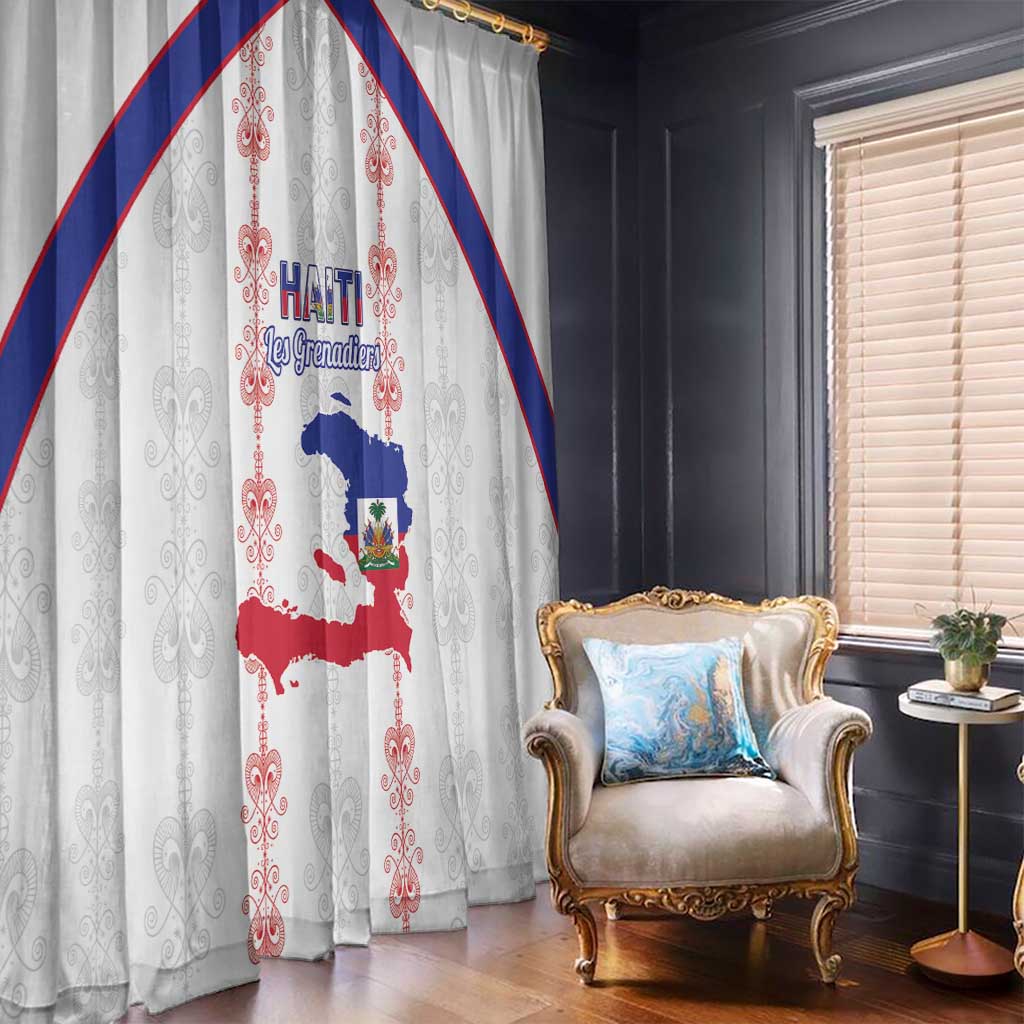Haiti Football Window Curtain Les Grenadiers Veve Vodou White - Wonder Print Shop