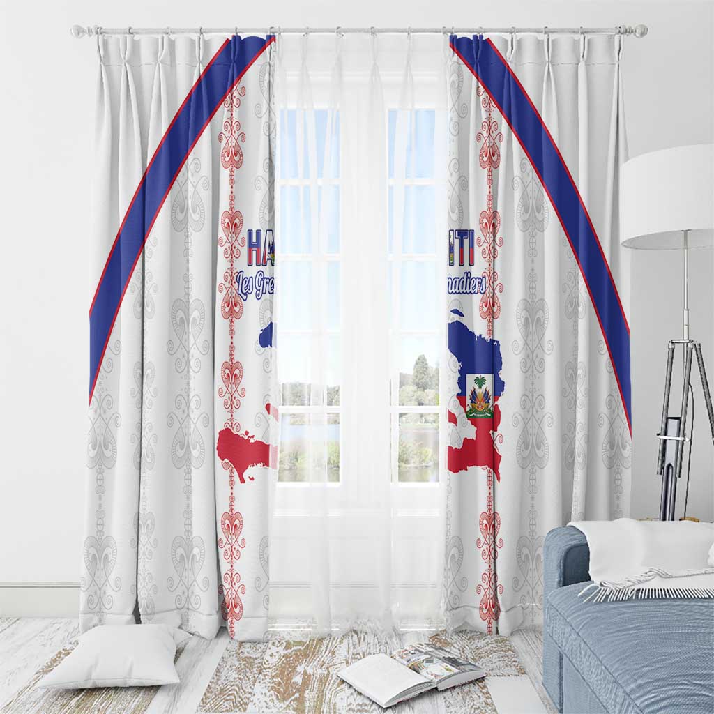 Haiti Football Window Curtain Les Grenadiers Veve Vodou White - Wonder Print Shop