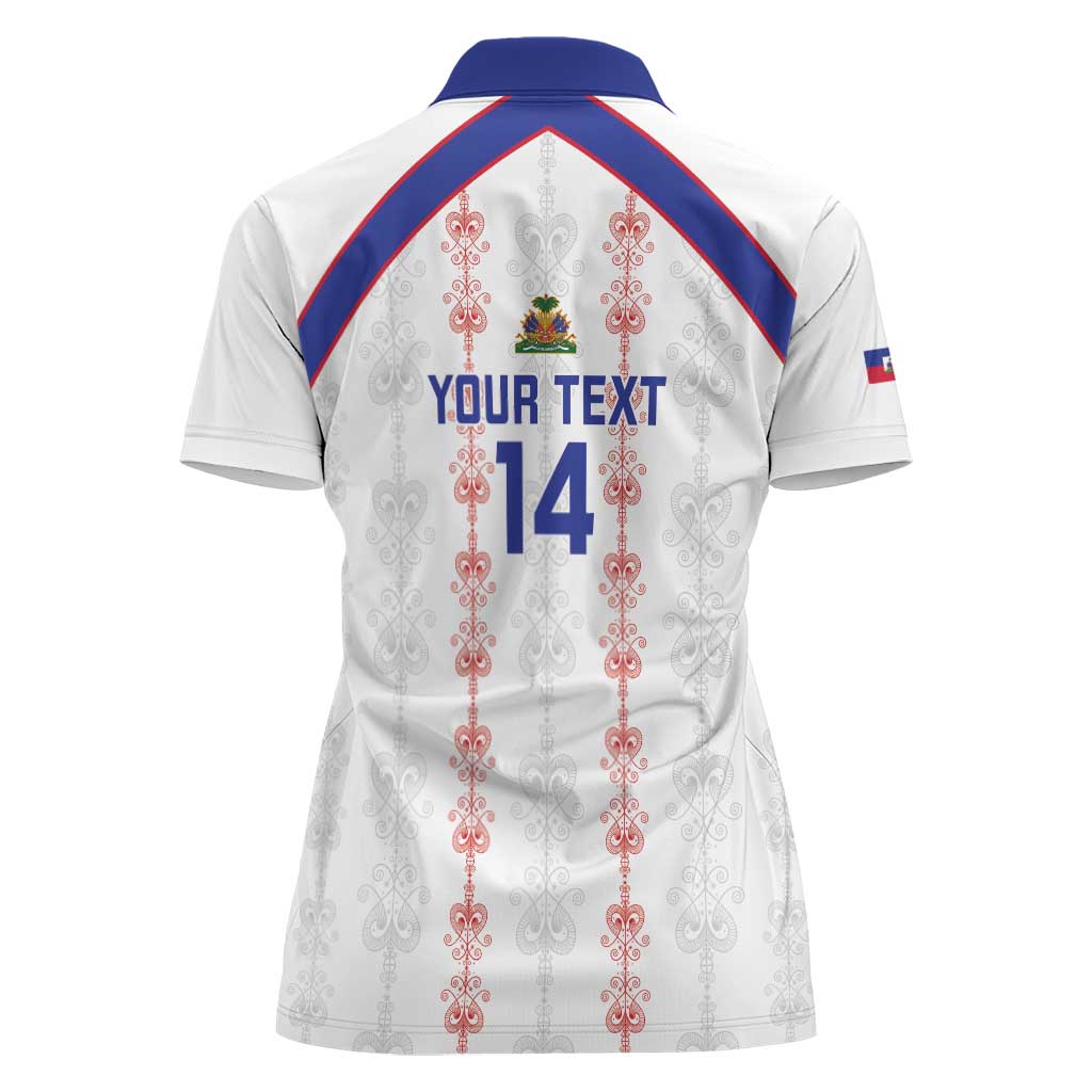 Custom Haiti Football Women Polo Shirt Les Grenadiers Veve Vodou White - Wonder Print Shop