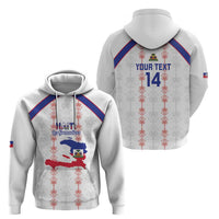Custom Haiti Football Zip Hoodie Les Grenadiers Veve Vodou White - Wonder Print Shop