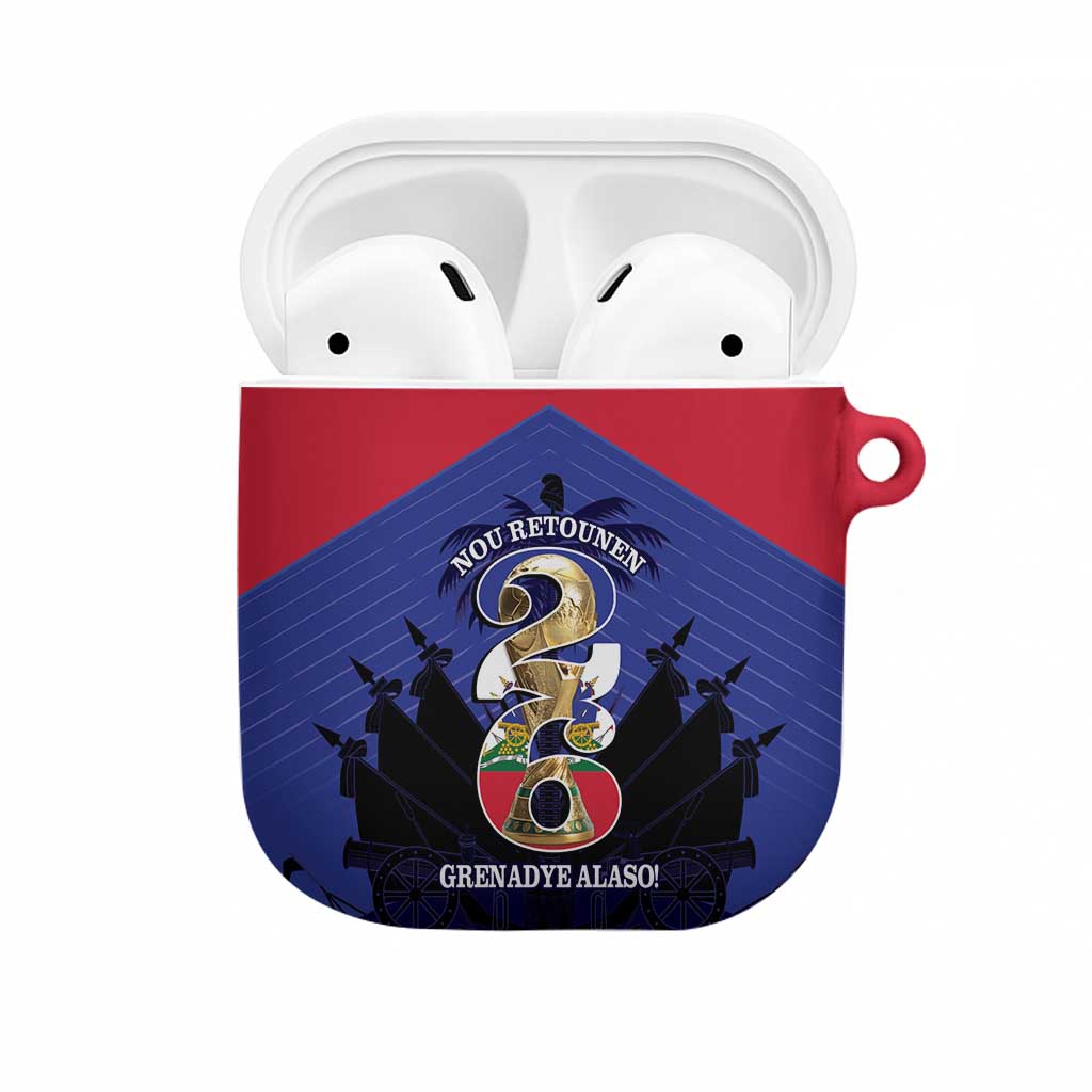 Les Grenadiers Haiti Football AirPods Case 2026 Nou Retounen Blue Version - Wonder Print Shop