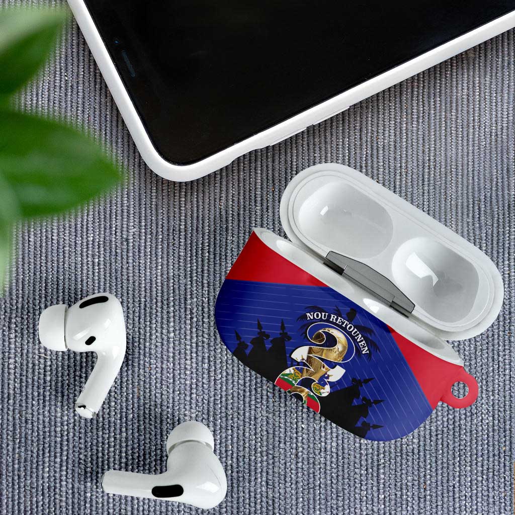 Les Grenadiers Haiti Football AirPods Case 2026 Nou Retounen Blue Version - Wonder Print Shop