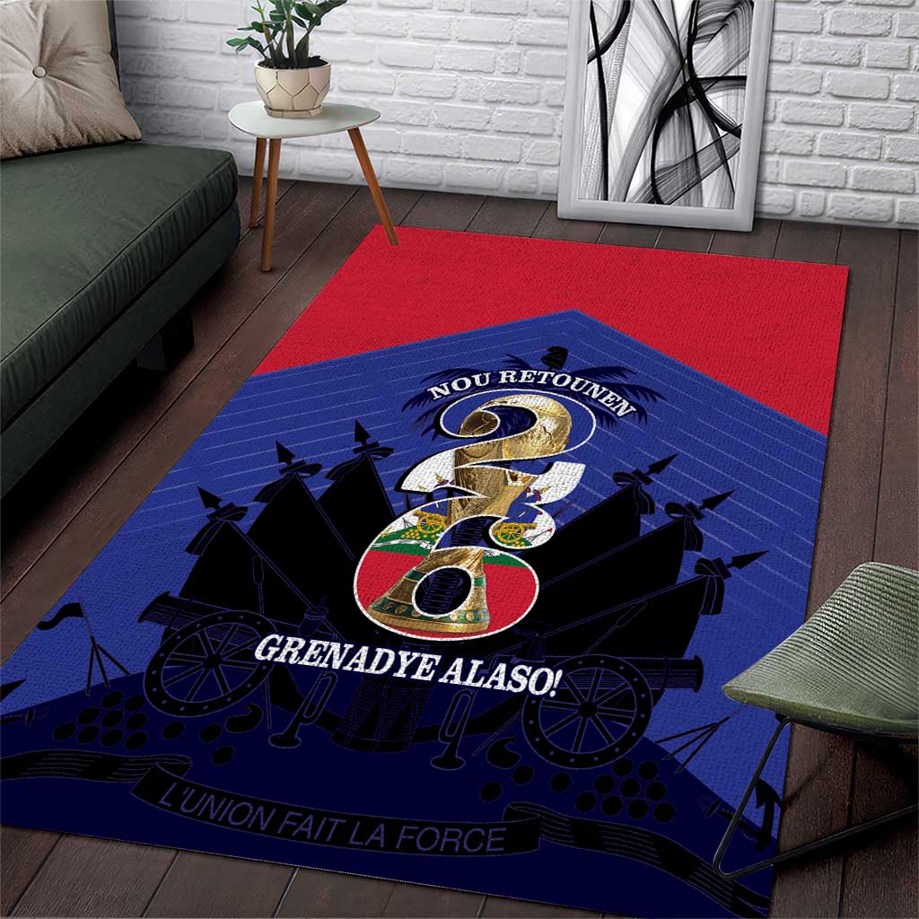 Les Grenadiers Haiti Football Area Rug 2026 Nou Retounen Blue Version - Wonder Print Shop