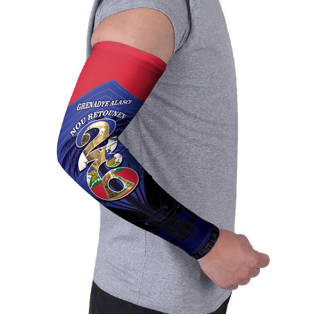 Personalized Les Grenadiers Haiti Football Arm Sleeves 2026 Nou Retounen Blue Version - Wonder Print Shop