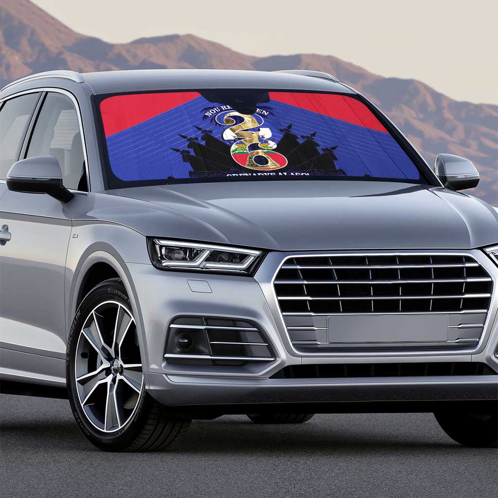 Les Grenadiers Haiti Football Auto Sun Shade 2026 Nou Retounen Blue Version - Wonder Print Shop
