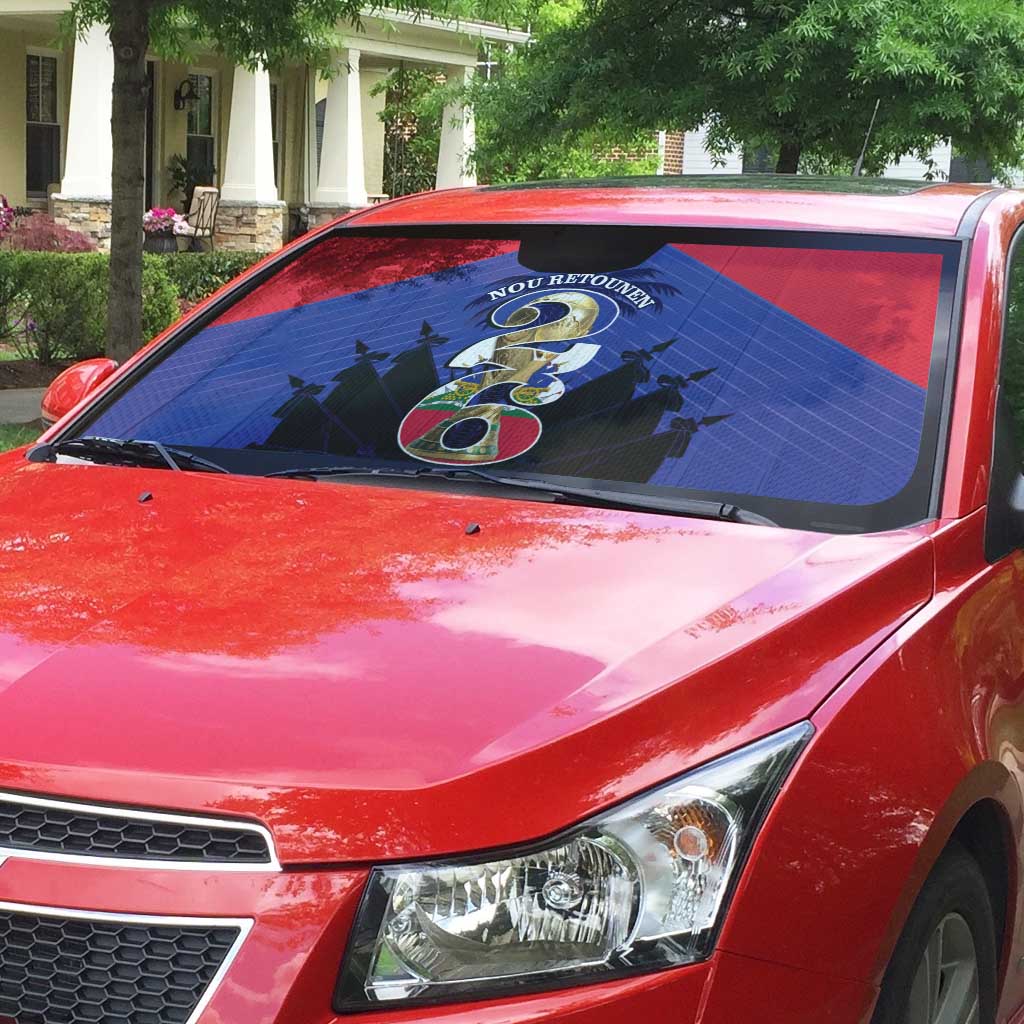 Les Grenadiers Haiti Football Auto Sun Shade 2026 Nou Retounen Blue Version - Wonder Print Shop