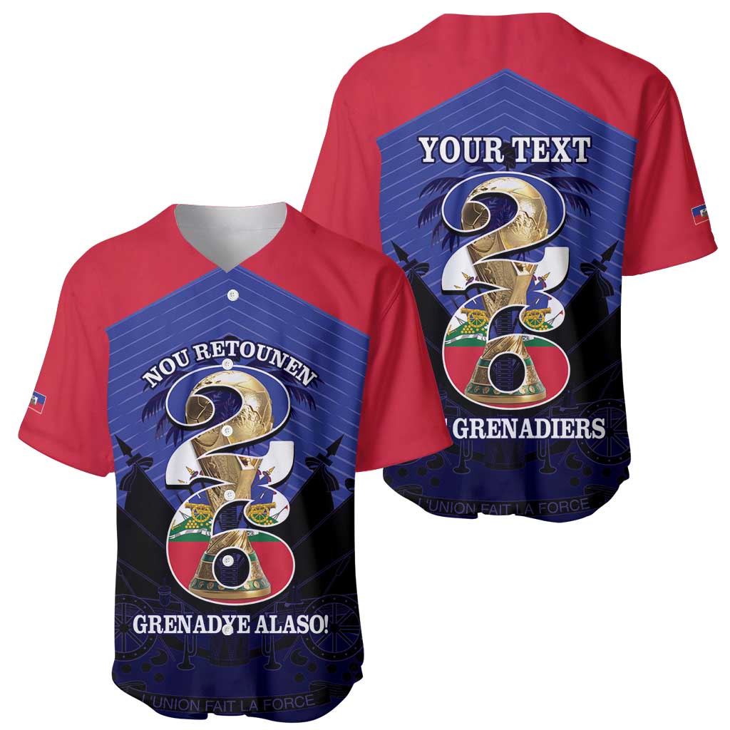 Personalized Les Grenadiers Haiti Football Baseball Jersey 2026 Nou Retounen Blue Version - Wonder Print Shop