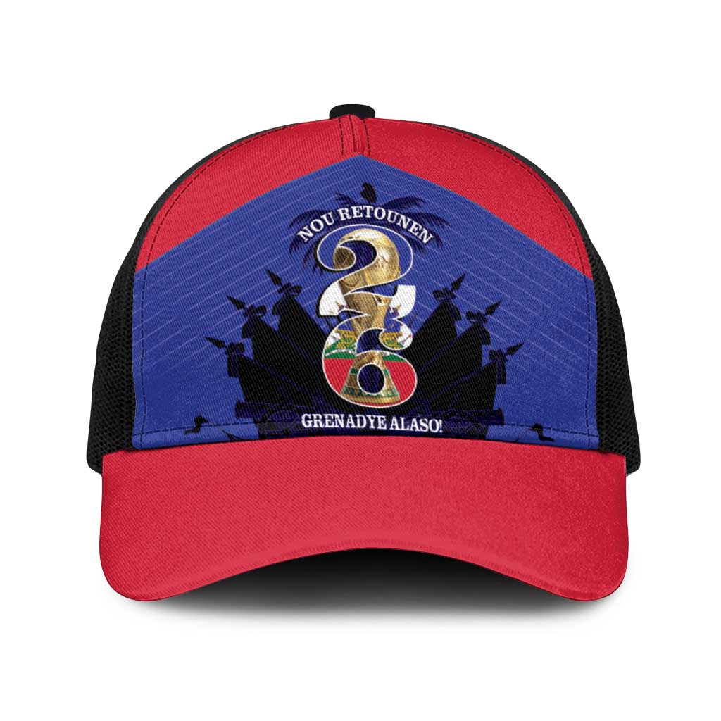 Les Grenadiers Haiti Football Baseball Net Cap 2026 Nou Retounen Blue Version - Wonder Print Shop