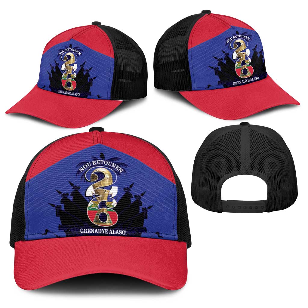 Les Grenadiers Haiti Football Baseball Net Cap 2026 Nou Retounen Blue Version - Wonder Print Shop