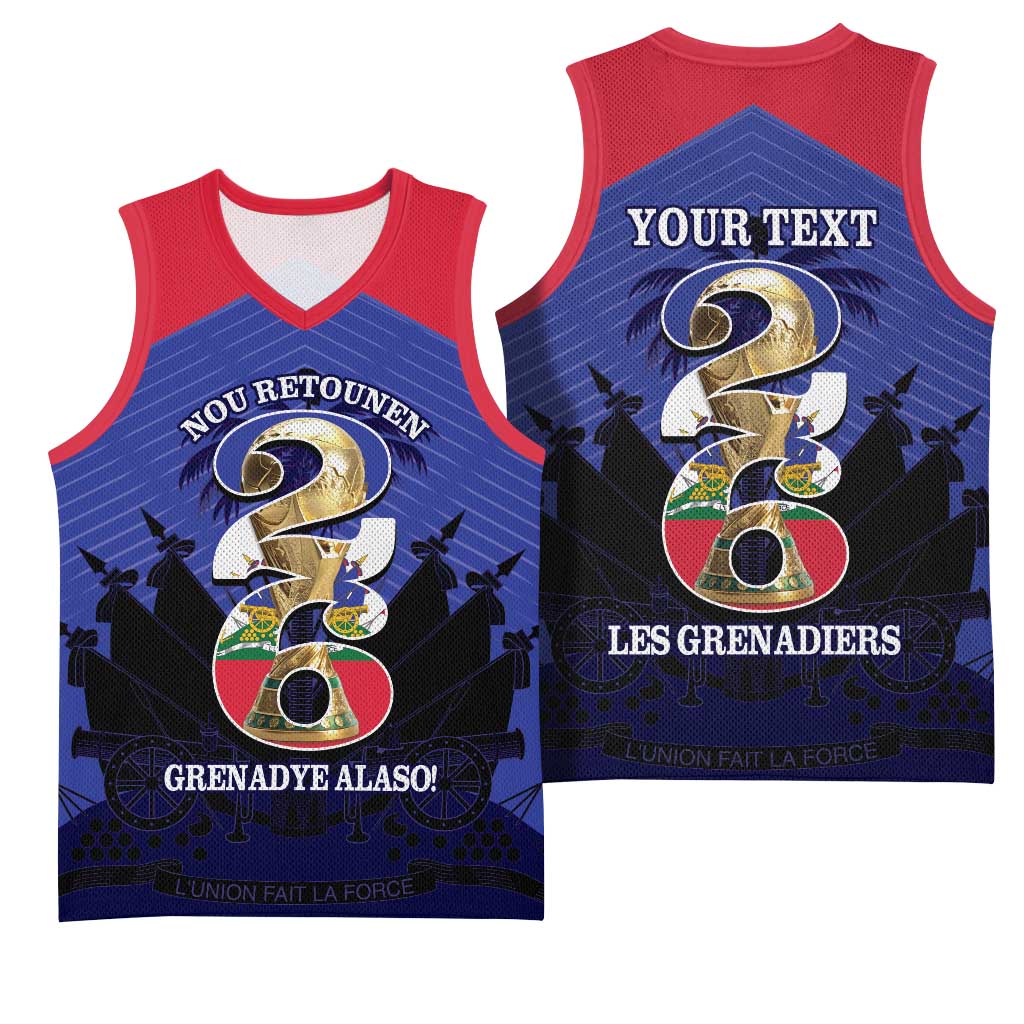 Personalized Les Grenadiers Haiti Football Basketball Jersey 2026 Nou Retounen Blue Version - Wonder Print Shop