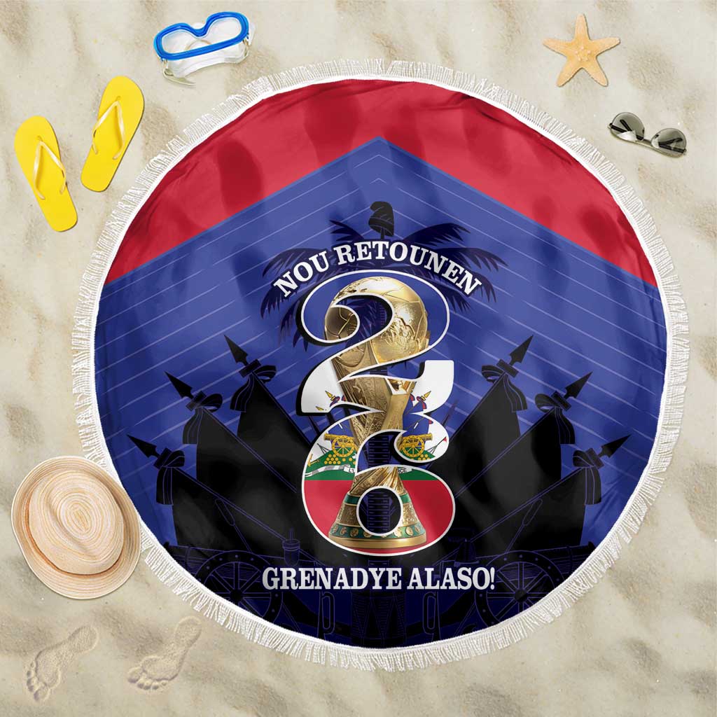 Les Grenadiers Haiti Football Beach Blanket 2026 Nou Retounen Blue Version - Wonder Print Shop