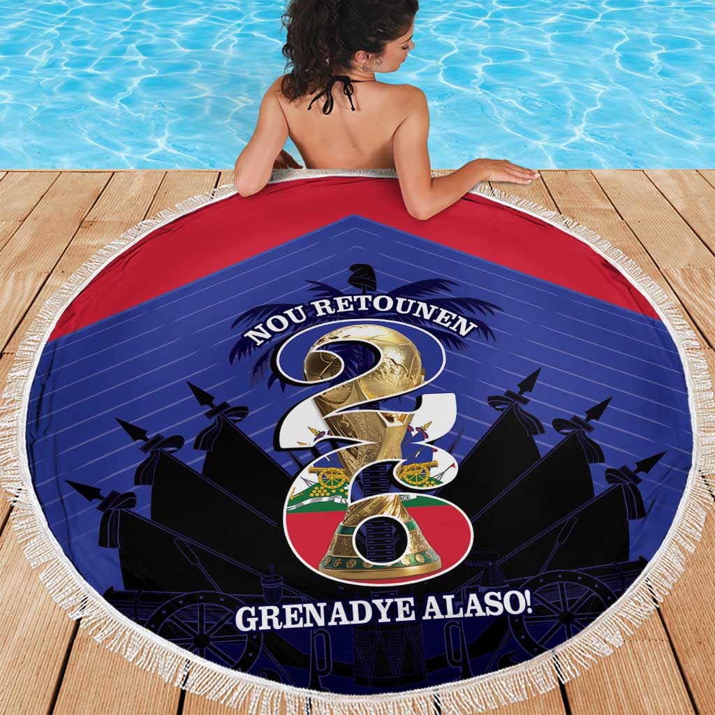 Les Grenadiers Haiti Football Beach Blanket 2026 Nou Retounen Blue Version - Wonder Print Shop