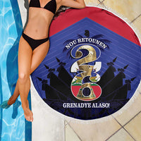 Les Grenadiers Haiti Football Beach Blanket 2026 Nou Retounen Blue Version - Wonder Print Shop