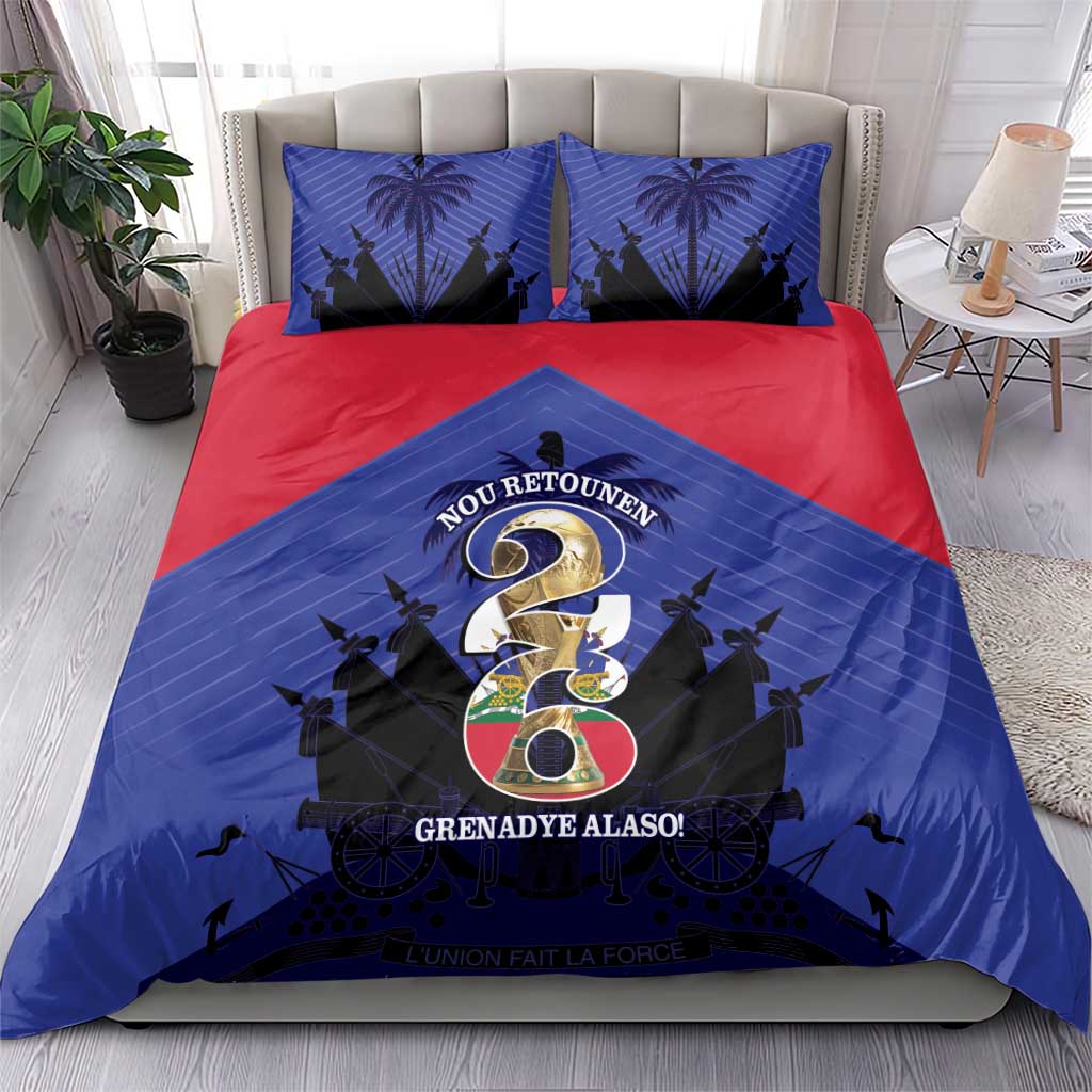 Les Grenadiers Haiti Football Bedding Set 2026 Nou Retounen Blue Version - Wonder Print Shop