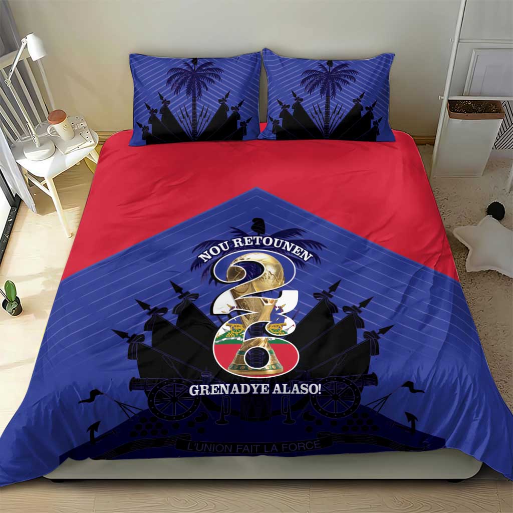 Les Grenadiers Haiti Football Bedding Set 2026 Nou Retounen Blue Version - Wonder Print Shop