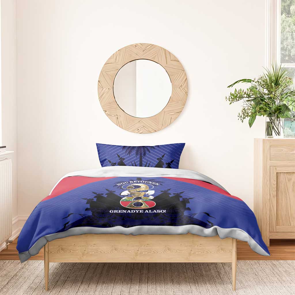 Les Grenadiers Haiti Football Bedding Set 2026 Nou Retounen Blue Version - Wonder Print Shop