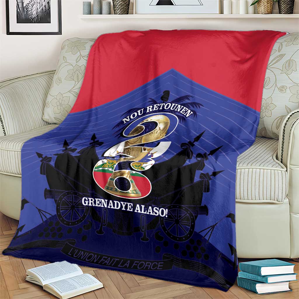 Les Grenadiers Haiti Football Blanket 2026 Nou Retounen Blue Version - Wonder Print Shop