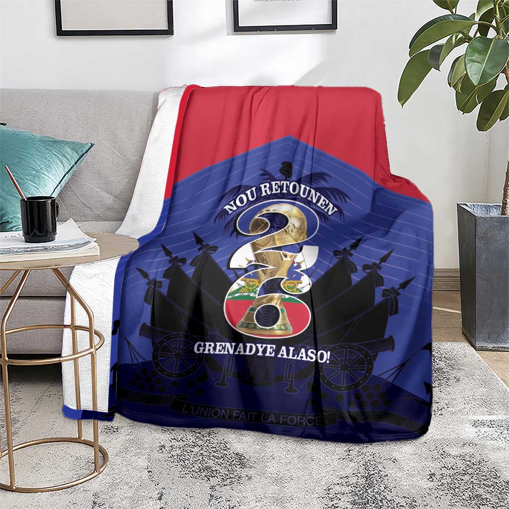 Les Grenadiers Haiti Football Blanket 2026 Nou Retounen Blue Version - Wonder Print Shop