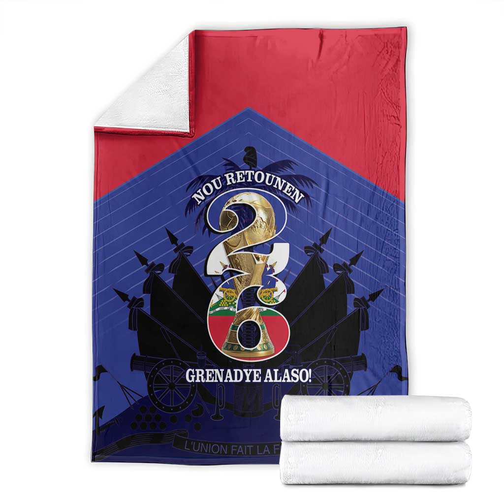 Les Grenadiers Haiti Football Blanket 2026 Nou Retounen Blue Version - Wonder Print Shop