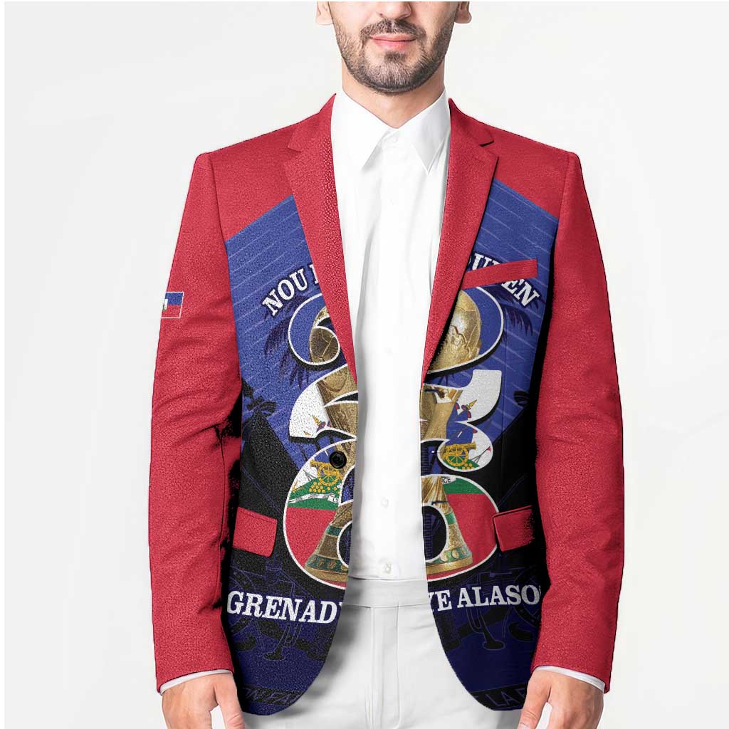 Personalized Les Grenadiers Haiti Football Blazer 2026 Nou Retounen Blue Version - Wonder Print Shop