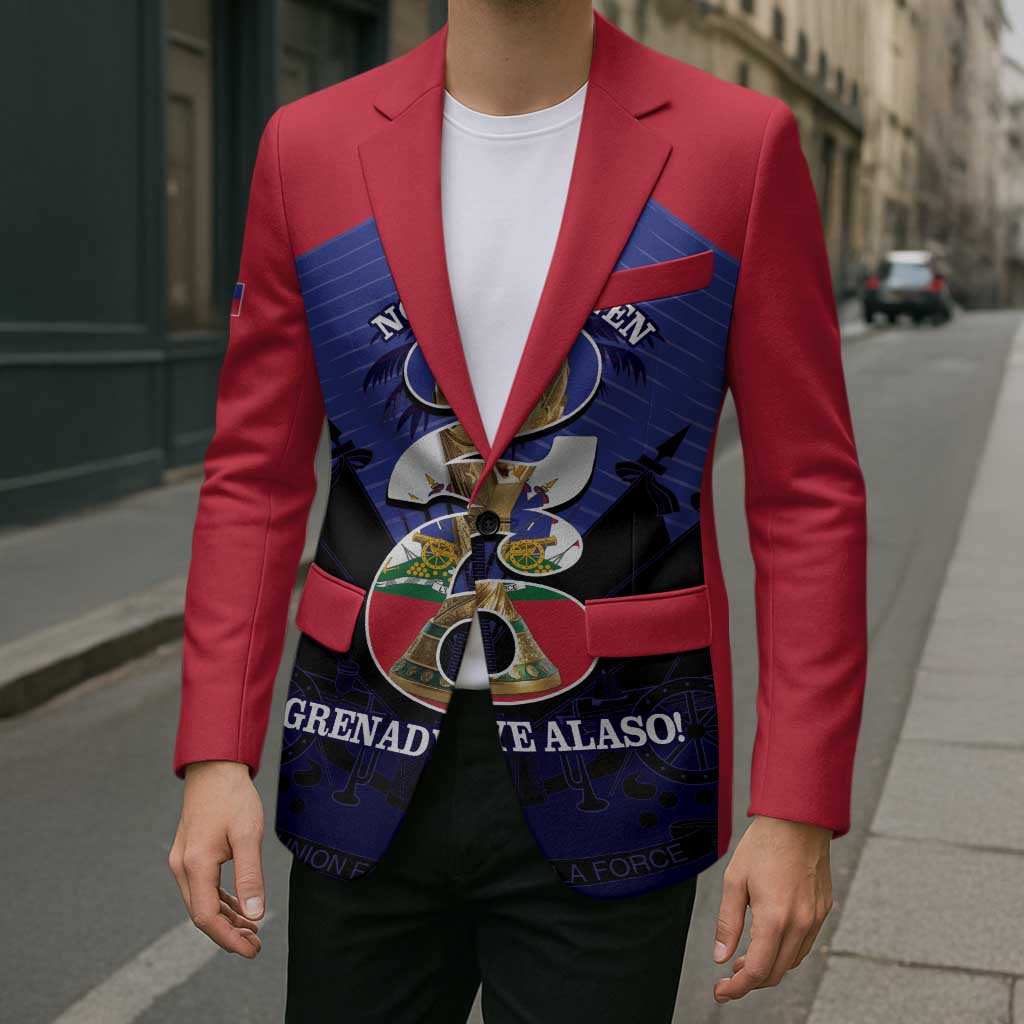 Personalized Les Grenadiers Haiti Football Blazer 2026 Nou Retounen Blue Version - Wonder Print Shop