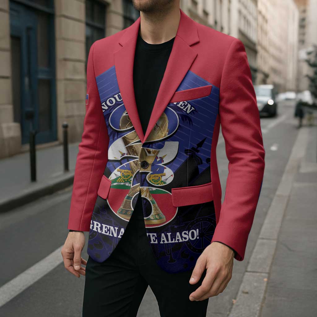 Personalized Les Grenadiers Haiti Football Blazer 2026 Nou Retounen Blue Version - Wonder Print Shop