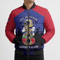 Personalized Les Grenadiers Haiti Football Bomber Puffer Jacket 2026 Nou Retounen Blue Version - Wonder Print Shop